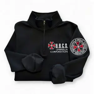 Women's Double-Sided Embroidery Hoodie, Resident Evil UBCS Umbrella Logo Long Sleeve Pullover, Cozy Gamer Tops